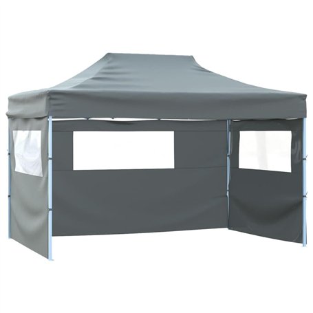vidaXL Tente de Réception Pliable avec 3 Parois Tonnelle de Jardin Tonnelle de Patio Pavillon de Terrasse Auvent d'Extérieur 3x4