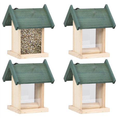 vidaXL Lot de 4 mangeoires à Oiseaux en Bois de Sapin