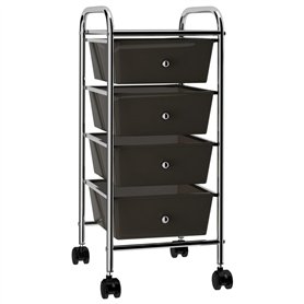 VidaXL Chariot de rangement mobile à 4 tiroirs Noir Plastique