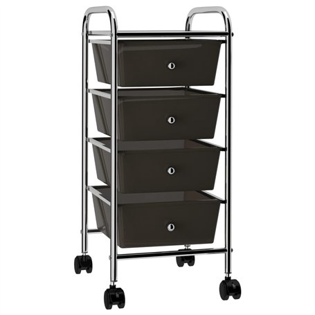 VidaXL Chariot de rangement mobile à 4 tiroirs Noir Plastique