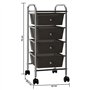 VidaXL Chariot de rangement mobile à 4 tiroirs Noir Plastique