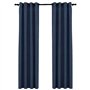 gordijnen - VDXL Gordijnen linnen-look verduisterend ogen 2 st 140x245 cm blauw - 140 x 245 cm - Blauw