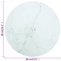 Dessus de table blanc Ø80x1 cm verre trempé avec design marbre