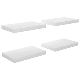 vidaXL Lot de 4 étagères murales flottantes en MDF Blanc brillant 39,9 x 23,1 x 3,8 cm