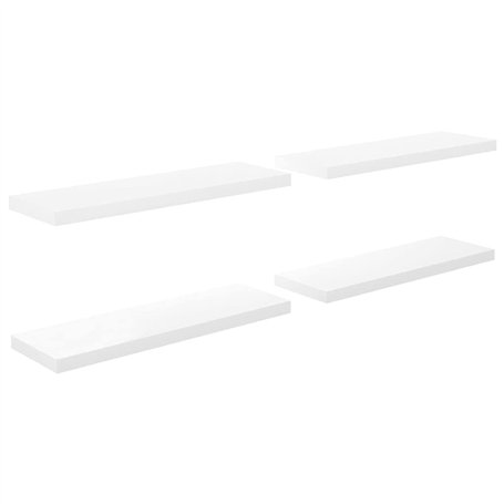 vidaXL Scaffali a Parete 4 pz Bianco Lucido 80x23,5x3,8 cm in MDF