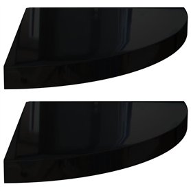 VidaXL Étagères d'angle flottantes 2 pcs Noir brillant 35x35x3,8cm MDF