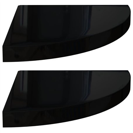 VidaXL Étagères d'angle flottantes 2 pcs Noir brillant 35x35x3,8cm MDF