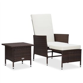 loungesets - VDXL 2-delige Loungeset met kussens poly rattan bruin - N/A - Bruin