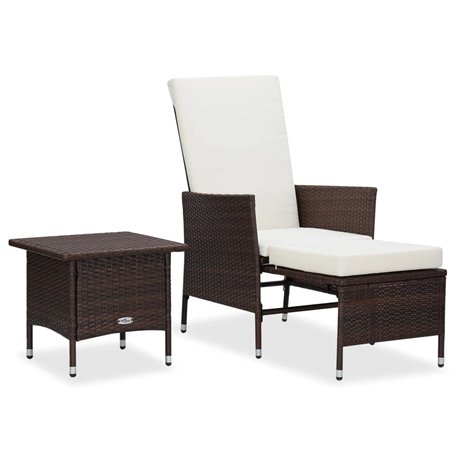 loungesets - VDXL 2-delige Loungeset met kussens poly rattan bruin - N/A - Bruin