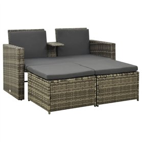 VidaXL Salon de jardin 3 pcs avec coussins Résine tressée Gris