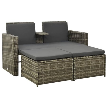 VidaXL Salon de jardin 3 pcs avec coussins Résine tressée Gris