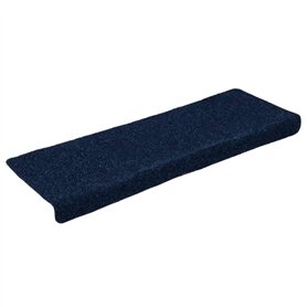 VidaXL Tapis d'escalier 15 pcs Tissu aiguilleté 65x25 cm Bleu