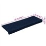 VidaXL Tapis d'escalier 15 pcs Tissu aiguilleté 65x25 cm Bleu