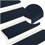VidaXL Tapis d'escalier 15 pcs Tissu aiguilleté 65x25 cm Bleu