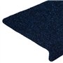 VidaXL Tapis d'escalier 15 pcs Tissu aiguilleté 65x25 cm Bleu