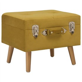 Revera Tabouret avec récipient 40 cm Jaune Senape en velours