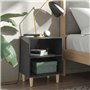 Comodino con Gambe in Legno Massello Grigio Lucido 40x30x50 cm
