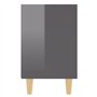 Comodino con Gambe in Legno Massello Grigio Lucido 40x30x50 cm