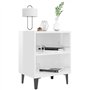 vidaXL Comodini con Gambe in Metallo 2 pz Bianco Lucido 40x30x50 cm