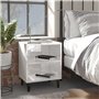 vidaXL Comodini con Gambe in Metallo 2 pz Bianco Lucido 40x30x50 cm