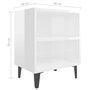 vidaXL Comodini con Gambe in Metallo 2 pz Bianco Lucido 40x30x50 cm