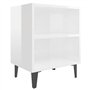 vidaXL Comodini con Gambe in Metallo 2 pz Bianco Lucido 40x30x50 cm