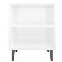 vidaXL Comodini con Gambe in Metallo 2 pz Bianco Lucido 40x30x50 cm