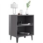 Comodino con Gambe in Metallo Grigio Lucido 40x30x50 cm