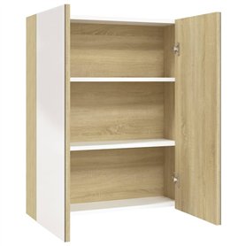 vidaXL Armadietto a Specchio per Bagno 60x15x75 cm MDF Bianco e Rovere