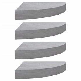 VidaXL Étagères d'angle murales 4 pcs Gris béton 25x25x3,8 cm MDF