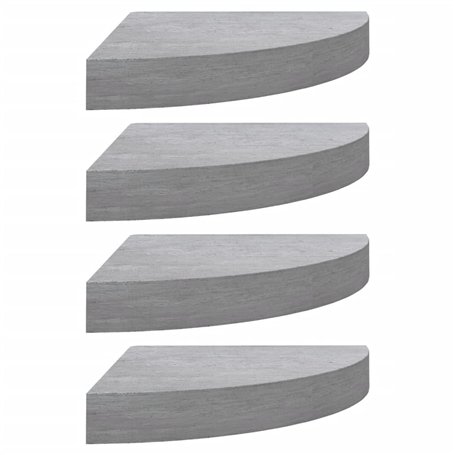 VidaXL Étagères d'angle murales 4 pcs Gris béton 25x25x3,8 cm MDF