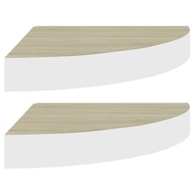 VidaXL Étagères d'angle murales 2 pcs Chêne et blanc 35x35x3,8 cm MDF