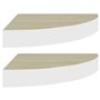 VidaXL Étagères d'angle murales 2 pcs Chêne et blanc 35x35x3,8 cm MDF