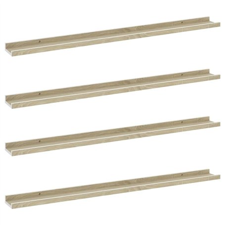 VidaXL Étagères murales 4 pcs Blanc et chêne Sonoma 100x9x3 cm