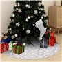 VXL Jupe de sapin de Noël de luxe et chaussettes en tissu blanc 150 cm