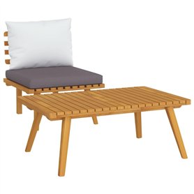 Salon de jardin 2 pcs avec coussins Bois d acacia solide