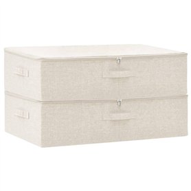 Boîtes de rangement 2 pcs Tissu 70x40x18 cm Crème
