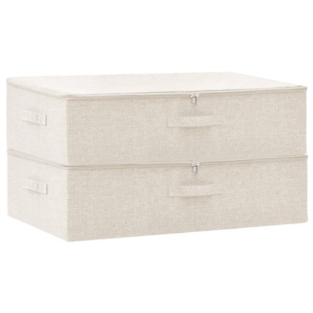 Boîtes de rangement 2 pcs Tissu 70x40x18 cm Crème