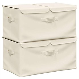 VidaXL Boîtes de rangement 2 pcs Tissu 50x30x25 cm Crème