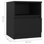 vidaXL L29943530-001 Table de Chevet, Noir, Agglomere, 40cm x 40cm x 50cm