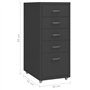 Schedario Mobile Antracite 28x41x69 cm in Metallo