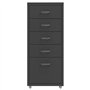 Schedario Mobile Antracite 28x41x69 cm in Metallo