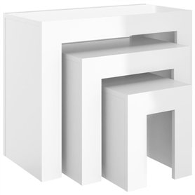 VidaXL Tables basses gigognes 3 pcs Blanc brillant Aggloméré