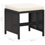 Tabourets de jardin lot de 4 avec coussins Résine tressée Noir