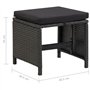 Tabourets de jardin lot de 4 avec coussins Résine tressée Noir