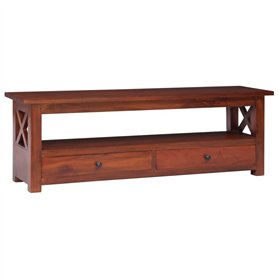 Meuble TV Marron 115x30x40 cm Bois d acajou massif