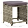 Bussandri Exclusive Lot de 4 tabourets de jardin avec coussins en polyrotin Gris