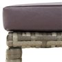 Bussandri Exclusive Lot de 4 tabourets de jardin avec coussins en polyrotin Gris