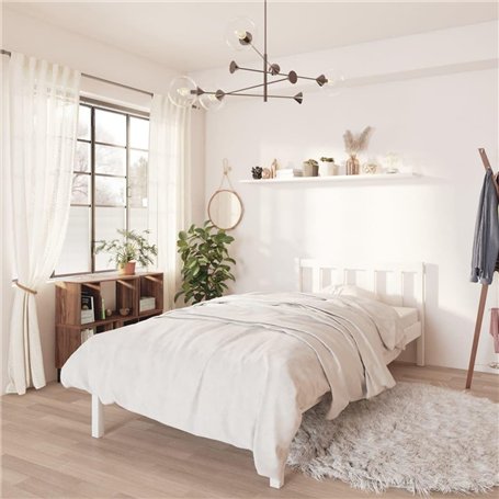 vidaXL Cadre de lit pour adulte en pin massif blanc 100x200 cm