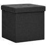 Tabouret de rangement pliable Noir Faux lin